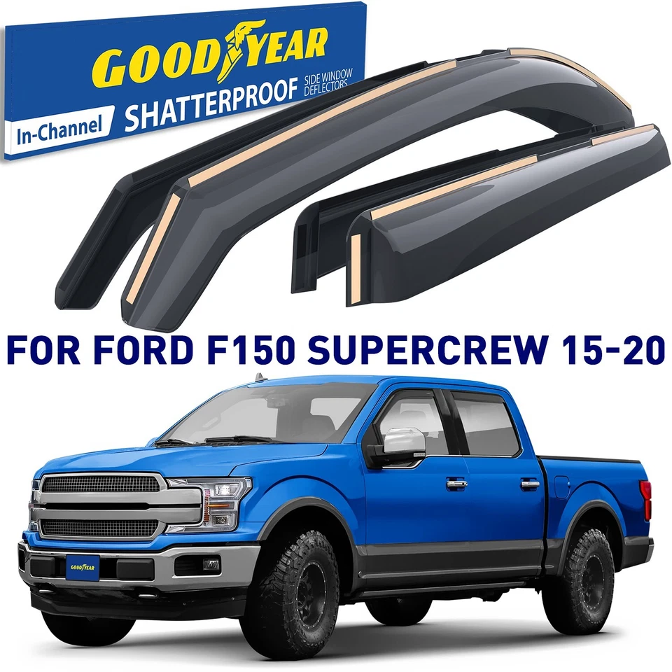 Protectores de lluvia viseras de ventilación para Ford F-150 SuperCrew 2015-2020 Foto 1 de 4