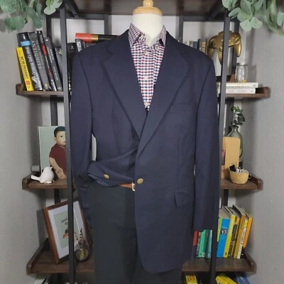 Abrigo Blazer Deportivo De Colección Chaps Ralph Lauren Para Hombres Dos Botones Azul Marino Lana Talla 46R Foto 1 de 4