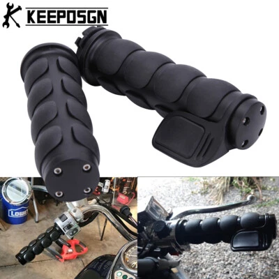 Empuñaduras negras de 1" para Harley Sportster XL 883 Dyna Low Rider Touring Road King Foto 1 de 4