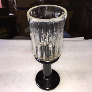 VINTAGE NICE DESIGN CLEAR GLASS TOP WITH A BLACK GLASS BASE GLASS - Picture 1 of 5