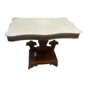 Antique Marble Top Table, Victorian Mahogany