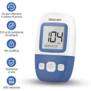SINOCARE MISURATORE GLICEMIA DIABETE KIT GLUCOSIO NEL SANGUE SAFE ANGEL ACCU2 - Foto 1 di 1