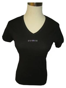 T-shirt Guess donna donna strass grafica sexy scollo a V S M nuova con etichette - Foto 1 di 7