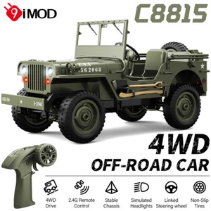 C8815 1/10 RC Jeep Car Military Car 2.4GHZ 4WD Off-Road Rubber Tires With Lights - Picture 1 of 24