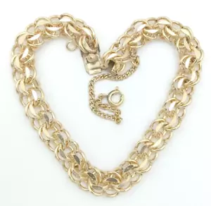 7,5 Zoll Vintage 12kt G. F. Gold gefüllt Doppelkette Glied Starter Bettelarmband - Bild 1 von 7