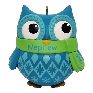 Hallmark 2017 ~ Neffe ~ Schöne blaue Eule Aufbewahrungsornament ~ Neu im Karton - Bild 1 von 6