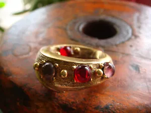 VINTAGE GOLDFARBENER KRISTALLGLAS RING MIT SCHARNIER SIGNIERT TORTOLANI GRÖSSE 7,25 - Bild 1 von 7
