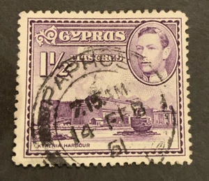 1938 George VI 1 1/2pi Violet FU Cyprus Commonwealth Stamp - Picture 1 of 2