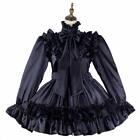 Sissy girl maid Black satin lockable dress Cosplay Costume Tailor-made