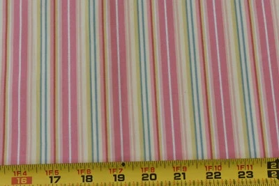 Por 1/2 yarda, rayas verdes oro amarillo melocotón, gallo rojo/té rosa jardín, P4468 Foto 1 de 4