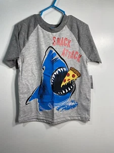 highland boys shirt size 4 short sleeve shark pizza  - Picture 1 of 4