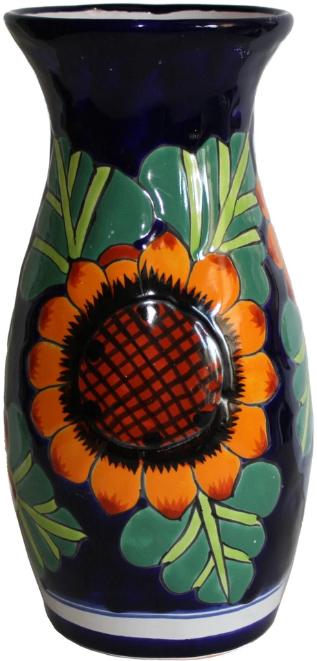 Jarrón de cerámica con flores hechas a mano de cerámica mexicana girasol Talavera 13,5" Foto 1 de 1