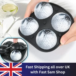 4 Grids Silicone Ice Cube Tray Golf Ball Shape Molds Non-stick Spherical Maker - Picture 1 of 12