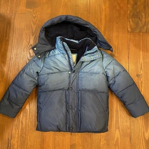 Gap Boys Small Blue Ombre Puffer Coat Cold Control Max Winter Detachable Hood - Picture 1 of 7