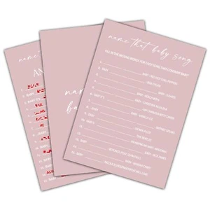 Blush Pink Baby Shower Game, Name That Baby Song Baby Shower Game Cards, Gend... - Picture 1 of 4