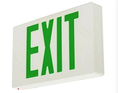 LIGHT FIXTURE INDUSTRIES GREEN LED Emergency Exit Light Sign - Battery Backup UL924 Fire (GREEN SIGN)