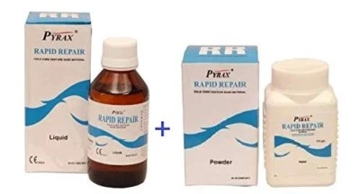Rapid Repair Self Cure Liquid 100 ml Powder 100 gm For Acrylic Denture Pyrax