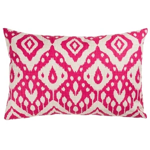 Moroccan Kilim Print XL Rectangle Cushion. Bright Pink Geometric Design. 23x15" - Picture 1 of 3