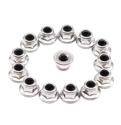 CSEAO 20Pcs M6 X 1.0Mm Flanged Hex Nylon Inserted Lock Nuts, 304 Stainless Steel 18-8/