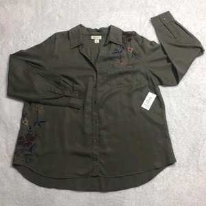Woman’s Style & Co Embroidered Floral Design Long Sleeve Shirt Size 2X Green - Picture 1 of 13