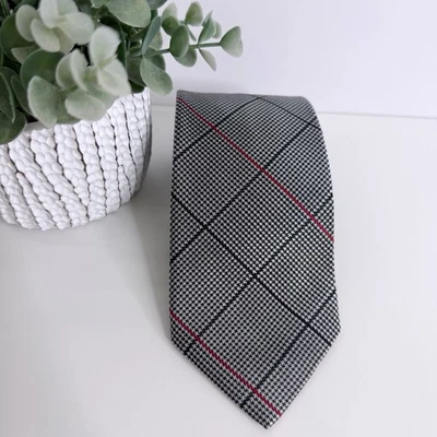 "Corbata escocesa negra gris 3 1/8"" x 58"" Brooks Brothers 346 de seda para hombre nueva sin etiquetas" Foto 1 de 4