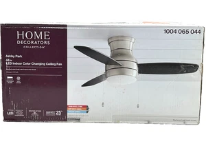 HOME DECORATORS Ashby Park 44"  LED Brushed Nickel Ceiling Fan with Light Kit - Picture 1 of 8