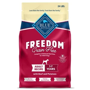 Blue Buffalo Freedom Grain Free Dry Dog Food Beef Recipe 24 lbs Grain Free - Picture 1 of 12