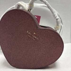 Kate Spade Love Shack Glitter Heart Bag Color is Deep Nova Burgundy, NWT - Picture 1 of 3