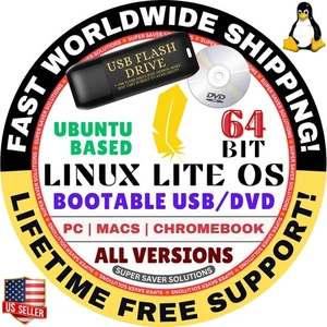 LINUX LITE OS 7.4 64-BIT / LIVE, FULL INSTALLER / USB, DVD / MAC, PC - Picture 1 of 7