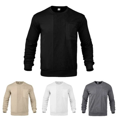 Mens Corduroy Fabric Sweatshirt Striped Texture O Neck Loose Fit Long Sleeve - Image 1 of 4