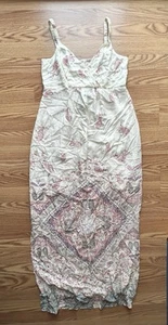 Seraphine Maternity Maxi Dress UK 10/US 6 White Pink Paisley Print Sleeveless - Picture 1 of 7