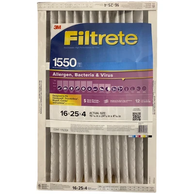 Filtrete Allergen Reduction Filter, 1500 MPR, MERV 12, 16"x25"x4", 2 Pack - Image 1 of 2