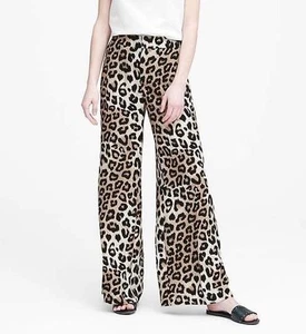 Banana Republic Leopard Print Pants Size 6 Wide Leg Pockets - Picture 1 of 8