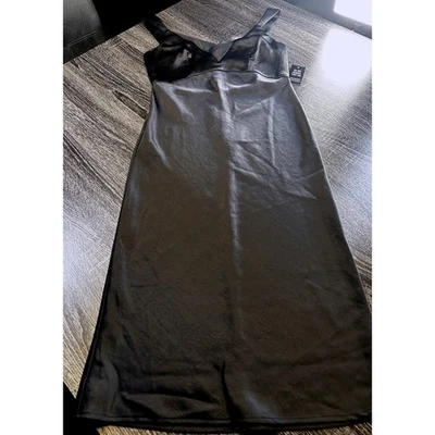 EXPRESS 缎面懒人连衣裙黑色 XS 无袖 Midi 鸡尾酒会女式 — 第 1/4 张图片