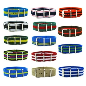 On Sale Ballistic Nylon Fashion Stripe/Solid SS Watch Replacement Strap/Band - Picture 1 of 11