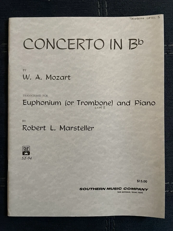 Concerto in Bb by Mozart for Euphonium (or Trombone) and Piano (solo) - Image 1 of 1