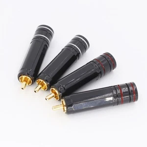 4Pcs Gold Plated RCA Plug Lock Collect Solder A/V Connector HIFI Connector - Picture 1 of 7