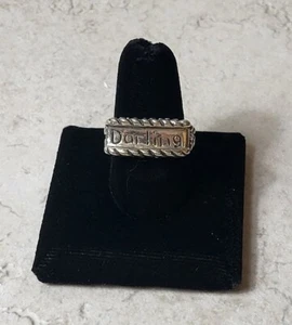 Gr. 7,5 925 Sterling Silber Ring, schöne Patina "Liebling" Gravur - Bild 1 von 5