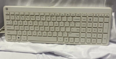 Computer Keyboard HP Wired White Slim PC Model SK-2028 KBAH21 801526-001 USB - Image 1 of 3