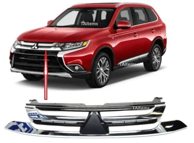FRONT BUMPER UPPER CHROME GRILLE FOR MITSUBISHI OUTLANDER 2016-2018 - Image 1 of 4