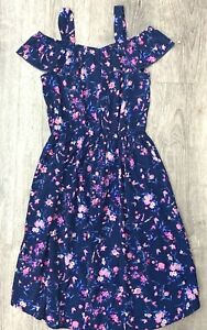 Lily Bleu Girls Off Shoulder Dress Size 6x Floral Print 