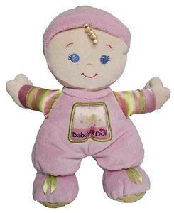 Fisher Price Baby's 1st First Doll Rosa Peluche Sonaglio Corpo Morbido Nastro Verde 10" - Foto 1 di 11