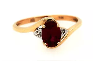 Ruby & Diamond Ring 9ct Yellow Gold Fine Wedding Jewellery Band Size N - Picture 1 of 10
