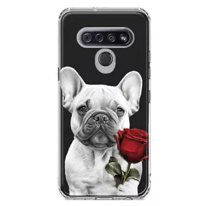 For LG K51 Shockproof Hybrid Case, French Bulldog Red Rose - Picture 1 of 1