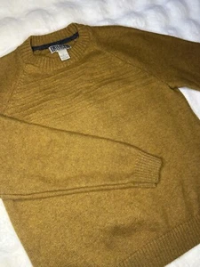 Duluth Trading Co Sweater Men's Large Golden Brown Recycled Wool Chunky Crewneck - Picture 1 of 5