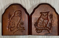 Vintage Carved Wood Owl Bookends Set Mid Century Great Condition Beautiful
