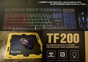 T6 Gaming Keyboard and Mouse Set for PC Laptop Rainbow Backlight USB Ergonomic - Picture 1 of 14