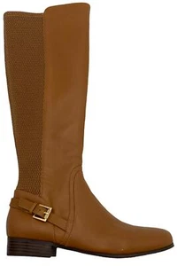 Isaac Mizrahi Live! Bota de montar mediana de cuero de becerro y elástica coñac - Imagen 1 de 5