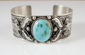 Brazalete Donovan Cadman Navajo Plata Esterlina Royston Turquesa Hecho a Mano  - Imagen 1 de 11