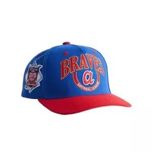 Atlanta Braves Mitchell & Ness MLB Pro Fit Snapback Hat Cap Blue Red NWT Patch - Picture 1 of 4